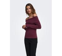 Strickpullover ONLY "ONLKATIA LIFE LS OFF SHOULDER KNT NOOS", Damen, Gr. L, lila (fig), Pullover Strickpullover, Viskosemischung, regular fit (33365666-L) fig