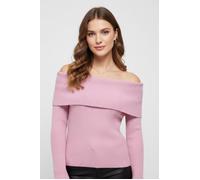 Strickpullover ONLY "ONLKATIA LIFE LS OFF SHOULDER KNT NOOS", Damen, Gr. M, wild orchid detail:melange, Strick, Obermaterial: 50% Viskose, 27% Nylon, 23% Polyester, meliert, regular fit normal, Carmen
