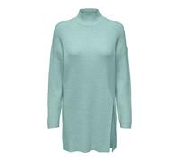 Strickpullover ONLY "ONLKATIA LS LONG SLIT HIGHNECK KNT", Damen, Gr. S (36), grün (harbor gray detail:melange), Strick, Obermaterial: 50% Viskose, 27% Nylon, 23% Polyester, meliert, Pullover Strickpul