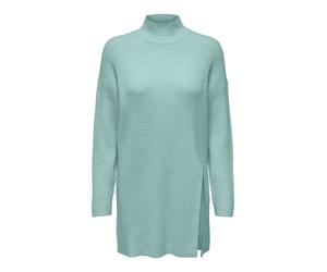 Strickpullover ONLY "ONLKATIA LS LONG SLIT HIGHNECK KNT", Damen, Gr. S (36), grün (harbor gray detail:melange), Strick, Obermaterial: 50% Viskose, 27% Nylon, 23% Polyester, meliert, Pullover Strickpul