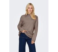 Strickpullover ONLY "ONLKATIA LS RIB HIGHNECK CC KNT", Damen, Gr. M, braun (fungi detail:melange), Strick, Obermaterial: 50% Viskose, 27% Nylon, 23% Polyester, meliert, regular fit, Pullover Strickpul