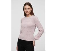 Strickpullover ONLY "ONLKATIA LS STRUCTURE O-NECK PULL CC KNT", Damen, Gr. L, rosa (burnished lila detail:melange), Strick, Obermaterial: 50% Viskose, 27% Nylon, 23% Polyester, meliert, regular fit no