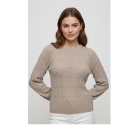 Strickpullover ONLY "ONLKATIA LS STRUCTURE O-NECK PULL CC KNT", Damen, Gr. XL, beige (mocha meringue detail:melange), Strick, Obermaterial: 50% Viskose, 27% Nylon, 23% Polyester, meliert, regular fit 
