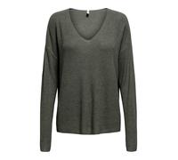 Strickpullover ONLY "ONLLECIA LIFE LS LOOSE V-NECK CC KNT", Damen, Gr. S (36), kambaba detail:melange, Strick, Obermaterial: 50% Viskose, 28% Polyester, 20% Nylon, 2% sonstige Fasern, meliert, regular