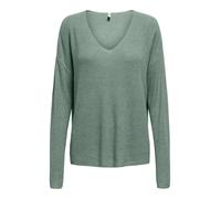 Strickpullover ONLY "ONLLECIA LIFE LS LOOSE V-NECK CC KNT", Damen, Gr. S (36), l.pad detail:melange, Strick, Obermaterial: 50% Viskose, 28% Polyester, 20% Nylon, 2% sonstige Fasern, meliert, regular f