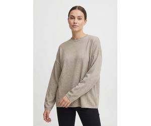 Strickpullover ONLY "ONLLOYAL AMALIO LIFE LS O-NECK KNT NOOS", Damen, Gr. M, beige detail:melange, Strick, Obermaterial: 80% Polyester, 20% Nylon, meliert, bequem normal, Rundhals, Pullover Strickpull