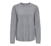 Strickpullover ONLY "ONLLOYAL AMALIO LIFE LS O-NECK KNT NOOS", Damen, Gr. M, light grau melange, Strick, Obermaterial: 80% Polyester, 20% Nylon, unifarben, bequem normal, Rundhals, Pullover Strickpull