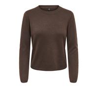 Strickpullover ONLY "ONLLOYAL LS ONECK KNT NOOS", Damen, Gr. L, chocolate torte detail:melange, Strick, Obermaterial: 80% Polyester, 20% Nylon, meliert, normal, Rundhals, Pullover Strickpullover, Mate