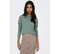 Strickpullover ONLY "ONLLOYAL LS ONECK KNT NOOS", Damen, Gr. M, chinois grün detail:melange, Strick, Obermaterial: 80% Polyester, 20% Nylon, meliert, normal, Rundhals, Pullover Strickpullover, Materia