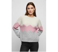Strickpullover ONLY "ONLMAE LIFE LS ZIGZAG O-NECK KNT", Damen, Gr. M, baby's breath detail:wild rose, lgm, melange, Strick, Obermaterial: 75% Polyester, 18% Nylon, 6% Wolle, 1% Elasthan, meliert, regu