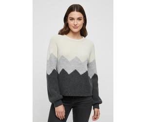 Strickpullover ONLY "ONLMAE LIFE LS ZIGZAG O-NECK KNT", Damen, Gr. XL, baby's breath detail:lgm, dgm, Strick, Obermaterial: 75% Polyester, 18% Nylon, 6% Wolle, 1% Elasthan, meliert, regular fit normal