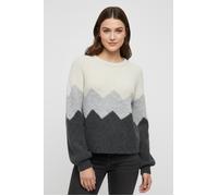 Strickpullover ONLY "ONLMAE LIFE LS ZIGZAG O-NECK KNT", Damen, Gr. XS, baby's breath detail:lgm, dgm, Strick, Obermaterial: 75% Polyester, 18% Nylon, 6% Wolle, 1% Elasthan, meliert, regular fit normal