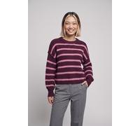 Strickpullover ONLY "ONLMALLY LS DETAIL O-NECK KNT NOOS", Damen, Gr. XS, bunt (winetasting stripes:melange, sea pink melange), Strick, Obermaterial: 100% Polyester, gestreift, meliert, regular fit nor