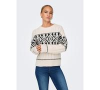 Only Regular Fit Strickpullover mit gerippten Abschlüssen Modell 'MARENT' in Beige Melange, Größe M