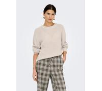Strickpullover ONLY "ONLMILOUZ LS RIB PULLOVER KNT NOOS", Damen, Gr. XL, moonbeam, Strick, Obermaterial: 100% Polyacryl, unifarben, hüftlang, Rundhals, Pullover Strickpullover (66460552-XL) moonbeam