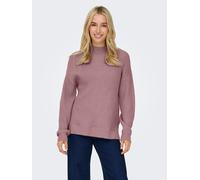Strickpullover ONLY "ONLNELI LS HIGHNECK RIB PULLOVER EX KNT", Damen, Gr. M, rosa (nostalgia rose detail:melange), Strick, Obermaterial: 50% Viskose, 27% Nylon, 23% Polyester, meliert, normal, hoch ge