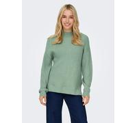 Strickpullover ONLY "ONLNELI LS HIGHNECK RIB PULLOVER EX KNT", Damen, Gr. XL, grün (hedge grün detail:melange), Strick, Obermaterial: 50% Viskose, 27% Nylon, 23% Polyester, meliert, normal, hoch gesch