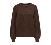 Strickpullover ONLY "ONLNELLIE LS O-NECK KNT NOOS", Damen, Gr. M, coffee bean detail:melange, Strick, Obermaterial: 49% Polyester, 21% Nylon, 21% Polyacryl, 7% Wolle, 2% Elasthan, meliert, regular fit