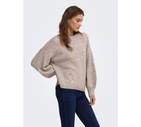 Strickpullover ONLY "ONLNELLIE LS O-NECK KNT NOOS", Damen, Gr. XS, mocha meringue detail:melange, Strick, Obermaterial: 49% Polyester, 21% Nylon, 21% Polyacryl, 7% Wolle, 2% Elasthan, meliert, regular