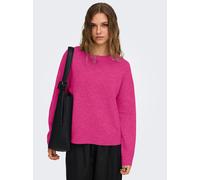 Strickpullover ONLY "ONLOLIVIA LS O-NECK CC KNT", Damen, Gr. L, pink (pink yarrow detail:melange), Strick, Obermaterial: 84% Polyester, 7% Polyacryl, 5% Wolle, 4% Elasthan, meliert, regular fit normal