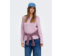 Strickpullover ONLY "ONLOLIVIA LS O-NECK CC KNT", Damen, Gr. XL, rosa (rose smoke detail:melange), Strick, Obermaterial: 84% Polyester, 7% Polyacryl, 5% Wolle, 4% Elasthan, meliert, regular fit normal
