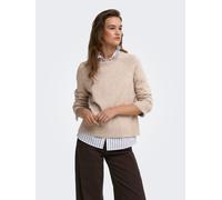 Strickpullover ONLY "ONLPRINCESS LS O-NECK RAGLAN KNT NOOS", Damen, Gr. L, beige (mocha meringue detail:melange), Strick, Obermaterial: 50% Viskose, 27% Nylon, 23% Polyester, meliert, regular fit norm