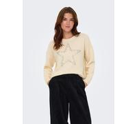 Strickpullover ONLY "ONLRENATA LS O-NECK BLING KNT", Damen, Gr. XS, silber (weißcap gray detail:silber bling), Strick, Obermaterial: 93% Polyester, 4% Wolle, 3% Elasthan, unifarben, regular fit, Rundh