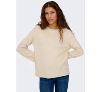 Strickpullover ONLY "ONLRENE LIFE LS BUTTON O-NECK CC KNT", Damen, Gr. XL, birch detail:melange, gold button, Strick, Obermaterial: 65% Polyester, 13% Nylon, 13% Polyacryl, 6% Wolle, 3% Elasthan, meli