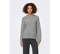 Strickpullover ONLY "ONLRENE LIFE LS BUTTON O-NECK CC KNT", Damen, Gr. XL, silber (medium grau melange detail:silber button), Strick, Obermaterial: 65% Polyester, 13% Nylon, 13% Polyacryl, 6% Wolle, 3