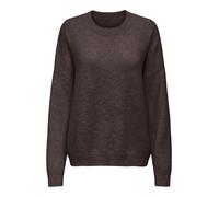 Strickpullover ONLY "ONLRENE LIFE LS O-NECK CC KNT", Damen, Gr. XS, chocolate torte detail:melange, Strick, Obermaterial: 65% Polyester, 13% Nylon, 13% Polyacryl, 6% Wolle, 3% Elasthan, meliert, regul