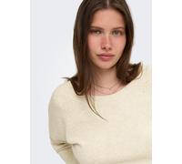 Strickpullover ONLY "ONLRENE LS V-NECK REVERSIBEL KNT NOOS", Damen, Gr. XXL, beige (birch detail:melange), Strick, Obermaterial: 65% Polyester, 13% Nylon, 13% Polyacryl, 6% Wolle, 3% Elasthan, meliert