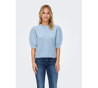 Strickpullover ONLY "ONLRICA LIFE 2/4 PULLOVER KNT NOOS", Damen, Gr. M, blau (little boy blau detail:with melange), Strick, Obermaterial: 93% Polyester, 4% Nylon, 3% Elasthan, meliert, regular fit hüf