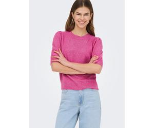 Strickpullover ONLY "ONLRICA LIFE 2/4 PULLOVER KNT NOOS", Damen, Gr. M, pink (raspberry rose detail:with melange), Strick, Obermaterial: 93% Polyester, 4% Nylon, 3% Elasthan, meliert, regular fit hüft