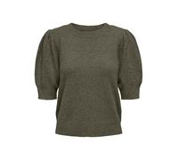 Strickpullover ONLY "ONLRICA LIFE 2/4 PULLOVER KNT NOOS", Damen, Gr. S, grape leaf detail:melange, Strick, Obermaterial: 93% Polyester, 4% Nylon, 3% Elasthan, meliert, regular fit hüftlang, Rundhals,