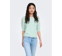 Strickpullover ONLY "ONLRICA LIFE 2/4 PULLOVER KNT NOOS", Damen, Gr. S, grün (mist grün detail:melange), Strick, Obermaterial: 93% Polyester, 4% Nylon, 3% Elasthan, meliert, regular fit hüftlang, Rund