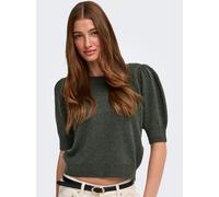 Strickpullover ONLY "ONLRICA LIFE 2/4 PULLOVER KNT NOOS", Damen, Gr. XL, grün (kambaba detail:melange), Strick, Obermaterial: 93% Polyester, 4% Nylon, 3% Elasthan, meliert, regular fit hüftlang, Rundh