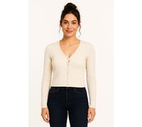 Only Strickpullover ONLRICA LIFE LS VNECK PEARLCARD KNT Damen birch mit weißen Perlen Größe L