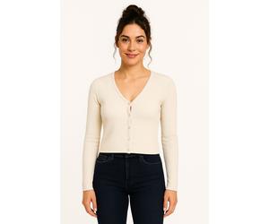 Strickpullover ONLY "ONLRICA LIFE LS VNECK PEARLCARD KNT", Damen, Gr. S, weiß (birch detail:with weiß pearls), Strick, Obermaterial: 93% Polyester, 4% Nylon, 3% Elasthan, unifarben, regular fit, V-Aus