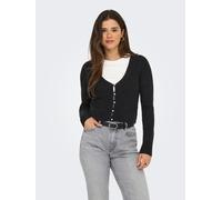 Strickpullover ONLY "ONLRICA LIFE LS VNECK PEARLCARD KNT", Damen, Gr. XS, weiß (dunkelgrau melange detail:with weiß pearls), Strick, Obermaterial: 93% Polyester, 4% Nylon, 3% Elasthan, unifarben, regu