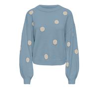 Strickpullover ONLY "ONLRICA LS DETAIL O-NECK CC KNT", Damen, Gr. XL, blau (dusty blau pattern:birch, mel, dots), Strick, Obermaterial: 93% Polyester, 4% Nylon, 3% Elasthan, gemustert, regular fit nor