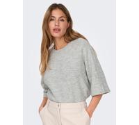 Strickpullover ONLY "ONLSIMONI 3/4 PULLOVER KNT NOOS", Damen, Gr. S, grau (light grau melange), Strick, Obermaterial: 74% Polyacryl, 24% Polyester, 2% Elasthan, unifarben, modisch, regular fit kurz, R