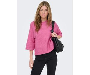 Strickpullover ONLY "ONLSIMONI 3/4 PULLOVER KNT NOOS", Damen, Gr. XL, pink (phlox pink detail:melange), Strick, Obermaterial: 74% Polyacryl, 24% Polyester, 2% Elasthan, meliert, regular fit hüftlang,