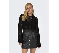 Strickpullover ONLY "ONLSMILLA SHORT PULLOVER L/S KNT NOOS", Damen, Gr. M, schwarz, Strick, Obermaterial: 100% Polyacryl, unifarben, regular fit kurz, Rundhals, Rippstrickbündchen, Pullover Strickpull