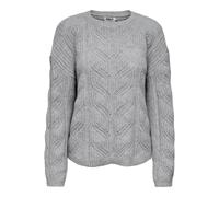 Strickpullover ONLY "ONLSOPHIE LS O-NECK STRUCTURE BF KNT", Damen, Gr. XS, grau (medium grau melange), Strick, Obermaterial: 79% Polyester, 13% Polyacryl, 5% Wolle, 3% Elasthan, unifarben, regular fit