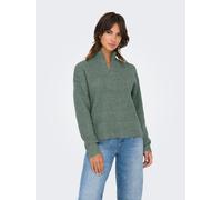 Strickpullover ONLY "ONLTOKYO SOLID L/S ZIP PULLOVER KNT NOOS", Damen, Gr. S, balsam detail:melange, Strick, Obermaterial: 79% Polyester, 13% Polyacryl, 5% Wolle, 3% Elasthan, meliert, regular fit nor