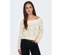 Strickpullover ONLY "ONLVILDA LIFE L/S PULLOVER KNT NCA", Damen, Gr. M, eggnog detail:with melange, Strick, Obermaterial: 75% Baumwolle, 25% Polyester, meliert, Rundhals, Pullover Strickpullover (2621