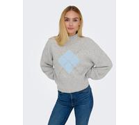Strickpullover ONLY "ONLWAKEFIELD LIFE LS BLING HIGHNECK KNT", Damen, Gr. XS, light grau melange detail:cashmere blau mel, silber bling, Strick, Obermaterial: 63% Polyester, 33% Polyacryl, 4% Elasthan