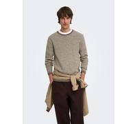 Strickpullover ONLY & SONS "ONSERIC REG 12 STRUC CREW KNIT", Herren, Gr. L, falcon detail:with silber lining, Strick, Obermaterial: 100% Baumwolle, unifarben, regular fit normal, Rundhals, eingefasste
