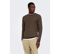 Strickpullover ONLY & SONS "ONSERIC REG 12 STRUC CREW KNIT", Herren, Gr. M, braun (demitasse detail:with falcon), Strick, Obermaterial: 100% Baumwolle, unifarben, regular fit normal, Rundhals, eingefa