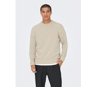 Strickpullover ONLY & SONS "ONSETHAN LIFE REG 7 CREW KNIT", Herren, Gr. M, silber (silber lining), Strick, Obermaterial: 100% Polyester, unifarben, Basic, regular fit normal, Rundhals, Rippbündchen, P